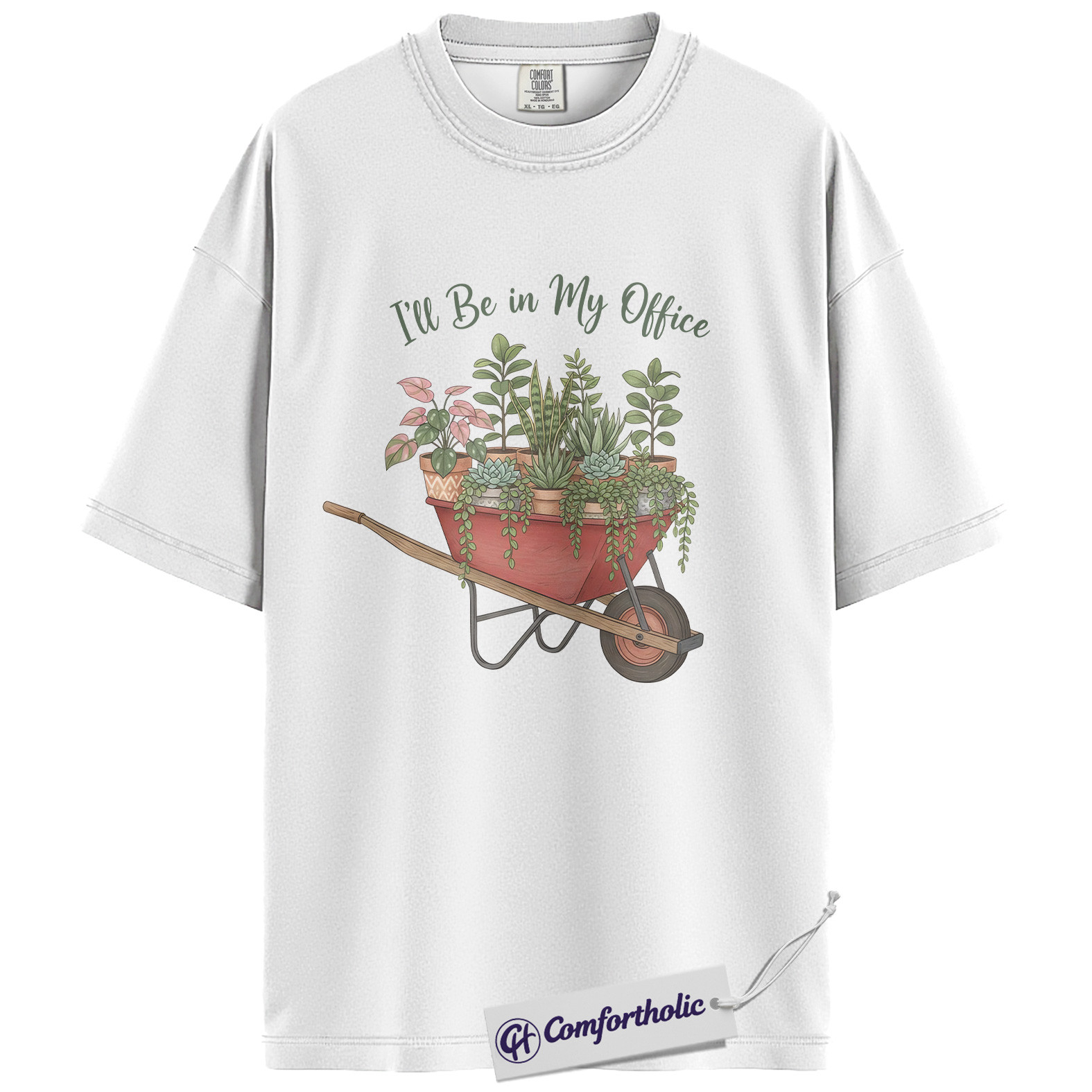 I’ll Be in My Office Shirt, Plant Lover Gardening T-Shirt, Cute Botanical Wheelbarrow Graphic Tee, Gift for Plant Moms, Comfort Colors Shirt - Image 2