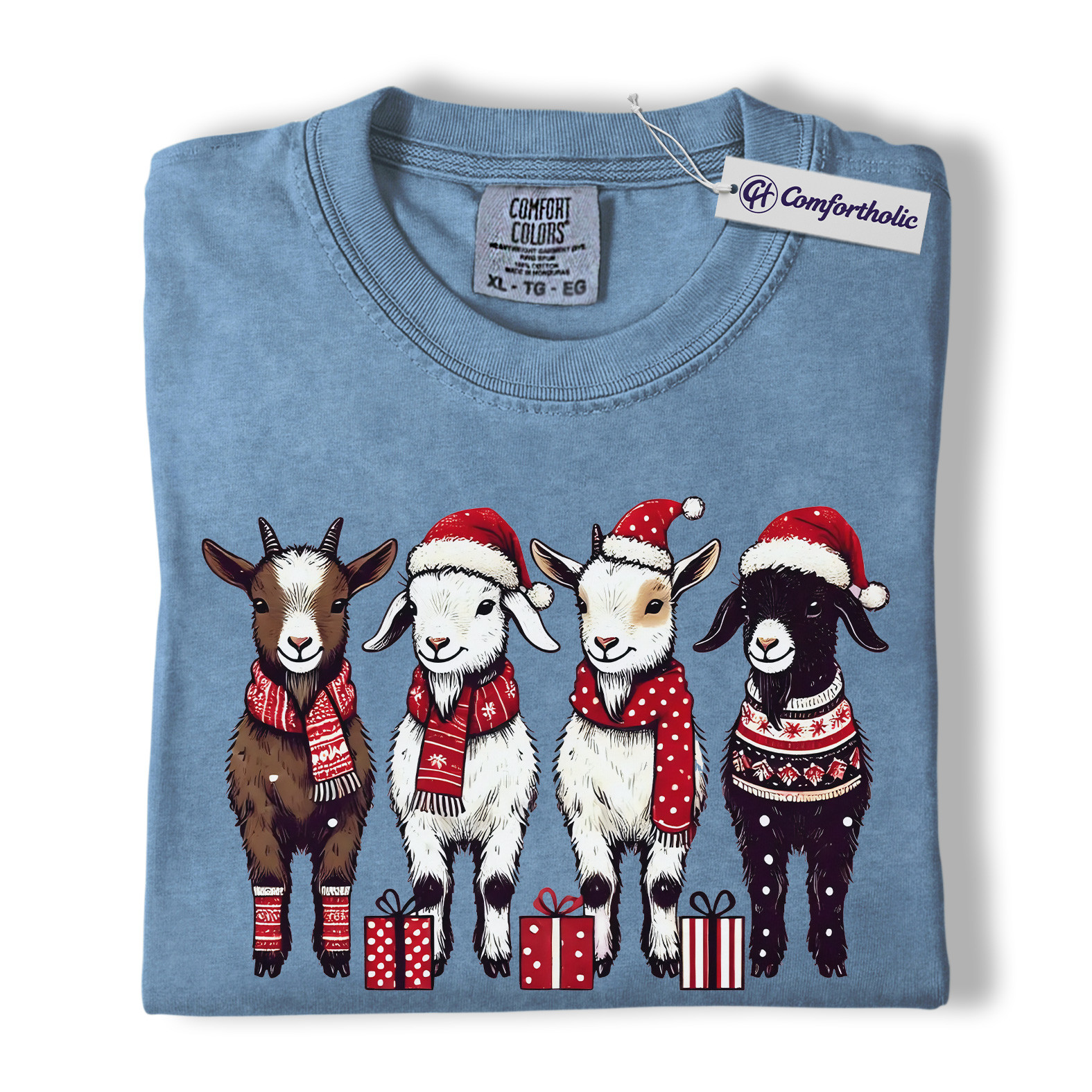 Christmas Goats Shirt, Farm Animal Holiday T-Shirt, Cute Country Graphic Tee, Gift for Goat Lovers, Christmas Comfort Colors Shirt - Image 17