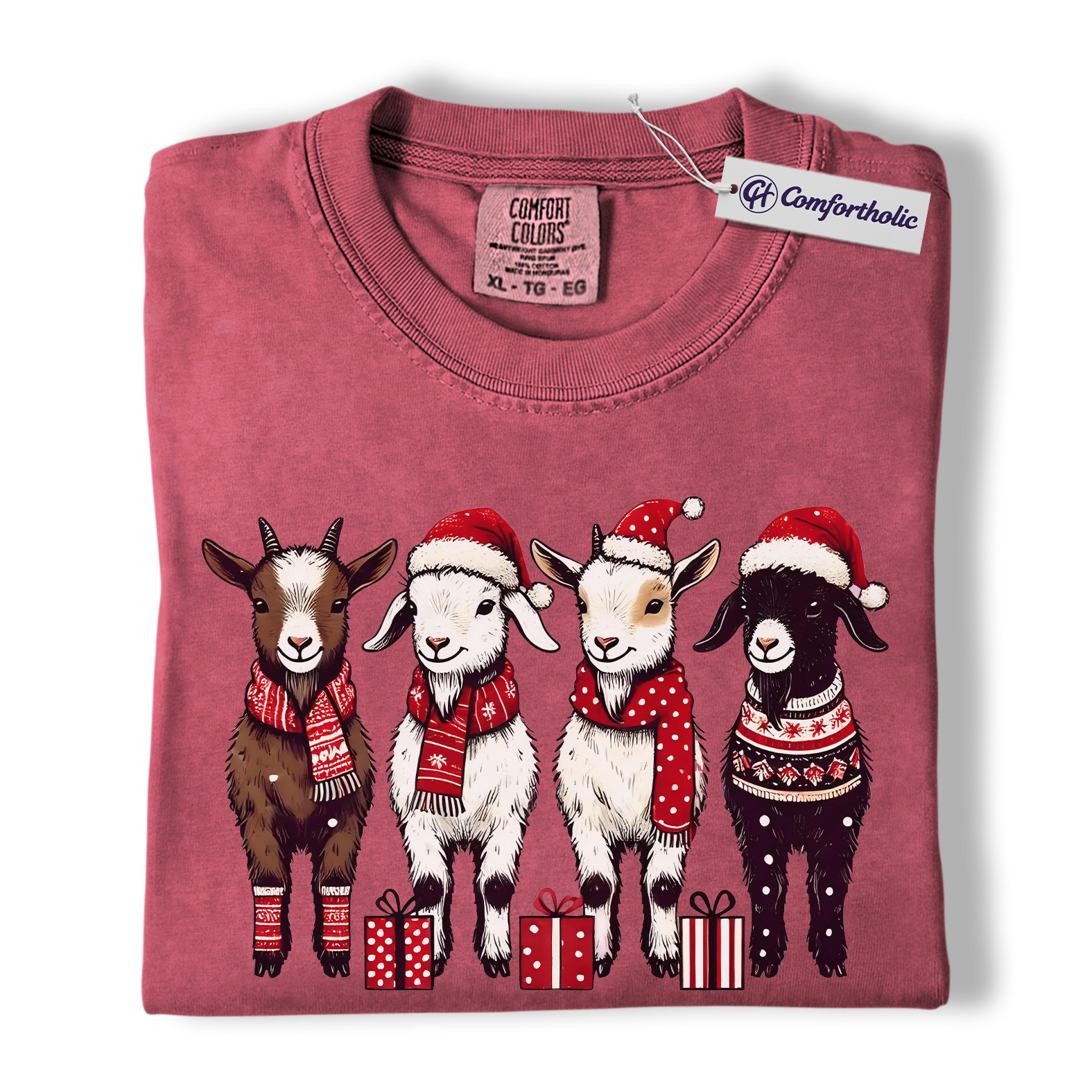 Christmas Goats Shirt, Farm Animal Holiday T-Shirt, Cute Country Graphic Tee, Gift for Goat Lovers, Christmas Comfort Colors Shirt - Image 18