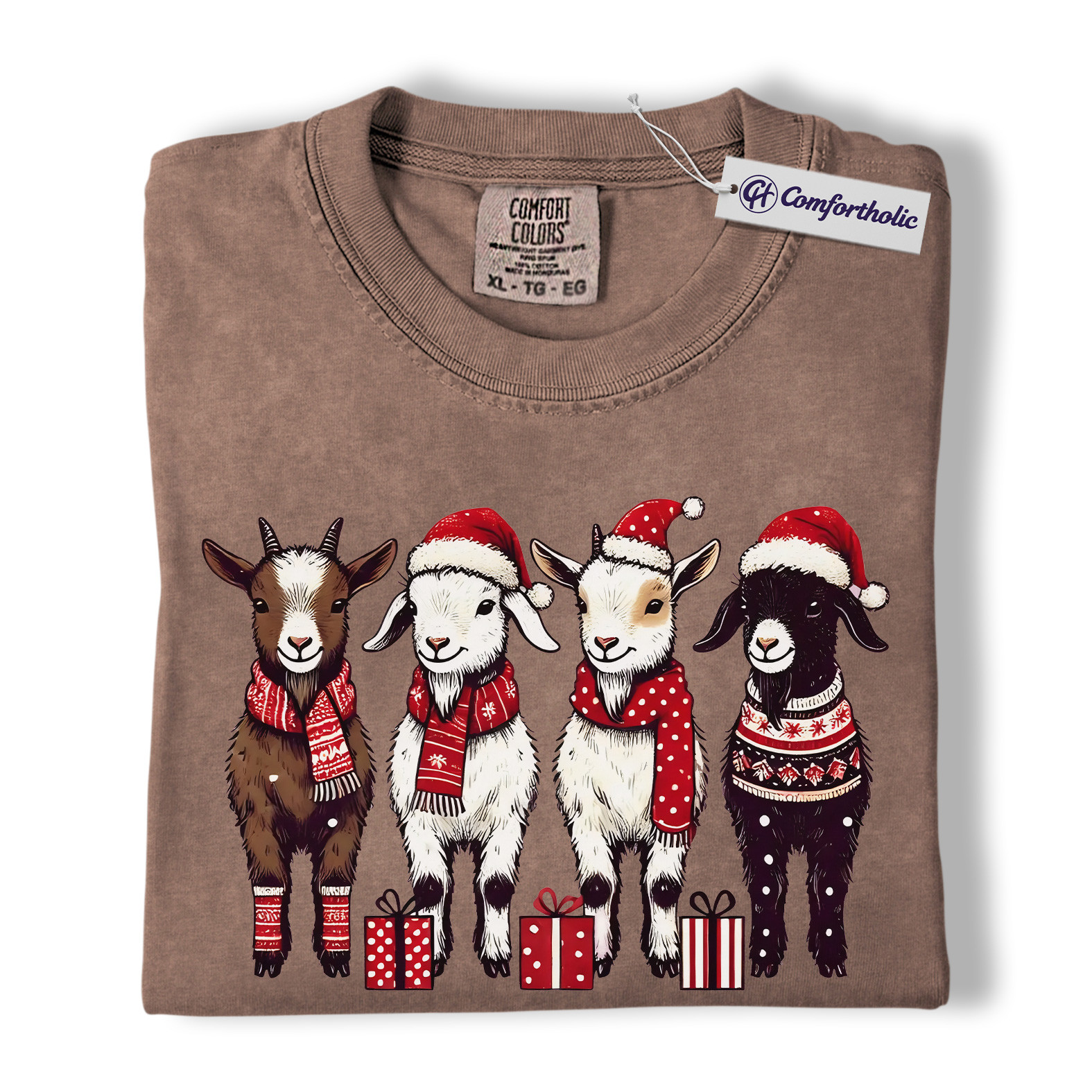 Christmas Goats Shirt, Farm Animal Holiday T-Shirt, Cute Country Graphic Tee, Gift for Goat Lovers, Christmas Comfort Colors Shirt - Image 19