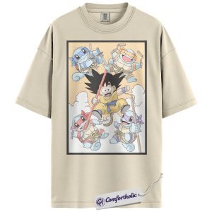 Son Goku Shirt, Squirtle Shirt, Dragon Ball x Pokemon Shirt, Anime Graphic Tee, Comfort Colors Shirt