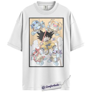 Alternative view of Son Goku Shirt, Squirtle Shirt, Dragon Ball x Pokemon Shirt, Anime Graphic Tee, Comfort Colors Shirt