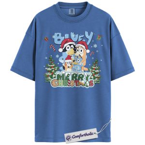 Bluey Shirt, Christmas Shirt, Animated Graphic Tee, Comfort Colors Shirt