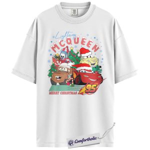 Alternative view of Lightning McQueen Shirt, Cars Shirt, Christmas Shirt, Animated Graphic Tee, Comfort Colors Shirt