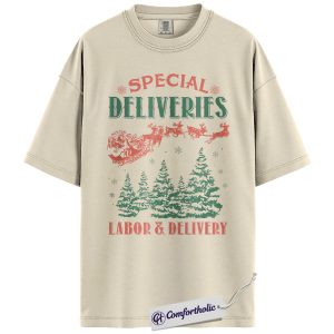 Special Deliveries Labor and Delivery Shirt, Funny L&D Nurse Christmas T-Shirt, Midwife Holiday Graphic Tee, Medical Humor Gift for Healthcare Workers, Christmas Comfort Colors Shirt