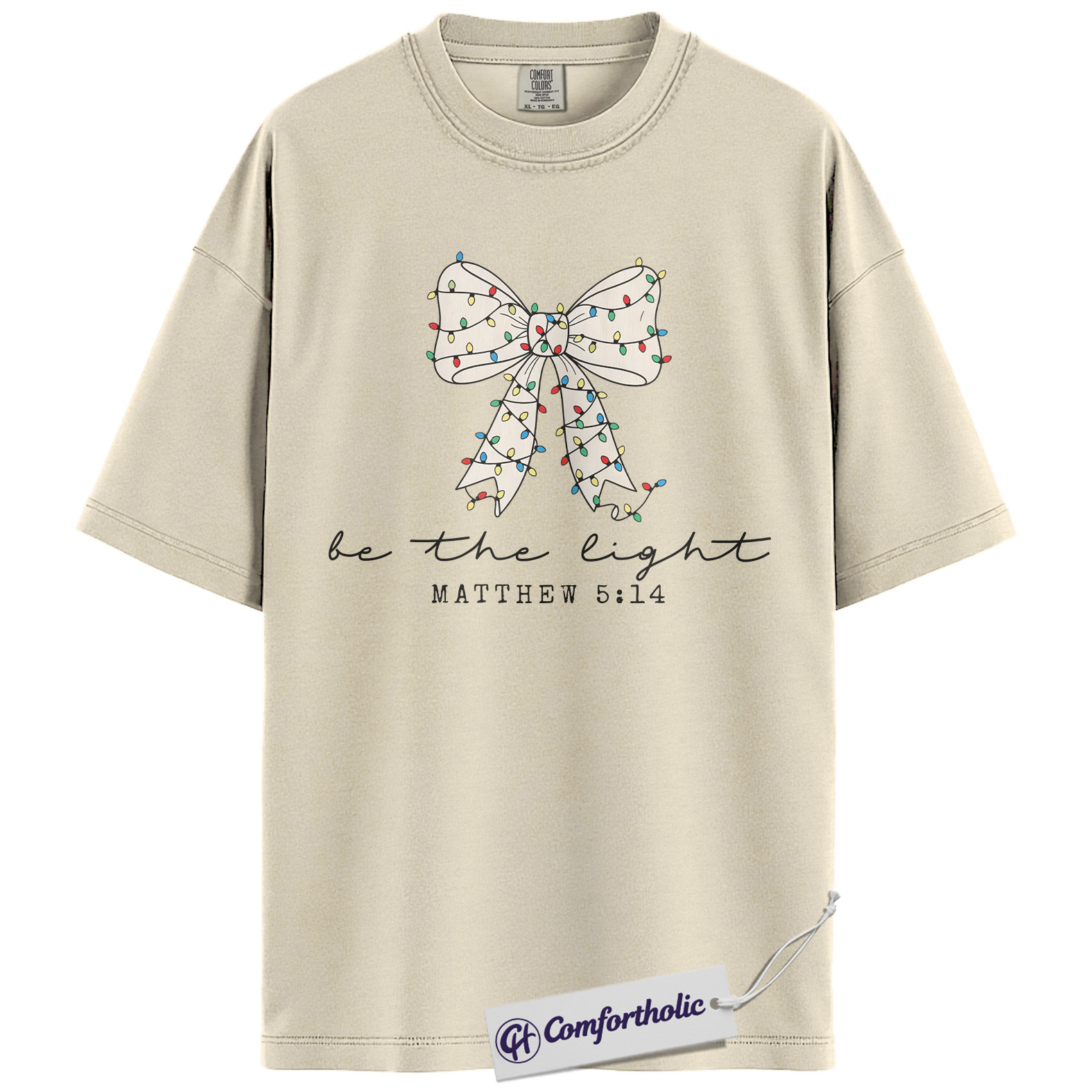 Be the Light Shirt, Matthew 5:14 Bible Verse T-Shirt, Christian Christmas Graphic Tee, Faith-Based Holiday Gift, Christmas Comfort Colors Shirt - Image 5