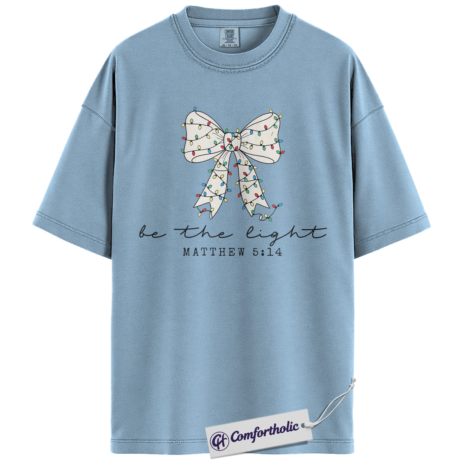 Be the Light Shirt, Matthew 5:14 Bible Verse T-Shirt, Christian Christmas Graphic Tee, Faith-Based Holiday Gift, Christmas Comfort Colors Shirt - Image 14