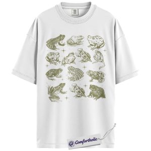 Alternative view of Frog Shirt, Vintage Nature T-Shirt, Cottagecore Animal Graphic Tee, Aesthetic Gift for Frog Lovers, Comfort Colors Shirt