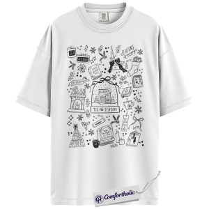 Alternative view of Book Lover Christmas Shirt, ’Tis The Season T-Shirt, Cozy Bookshop Graphic Tee, Holiday Gift for Readers, Christmas Comfort Colors Shirt