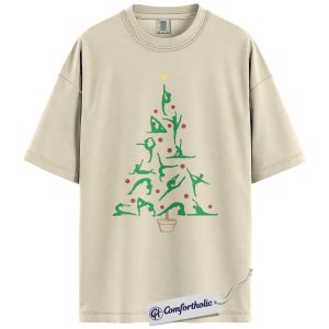 Yoga Christmas Tree Shirt, Holiday Yoga T-Shirt, Fitness Christmas Graphic Tee, Festive Gift for Yoga Lovers, Comfort Colors Shirt