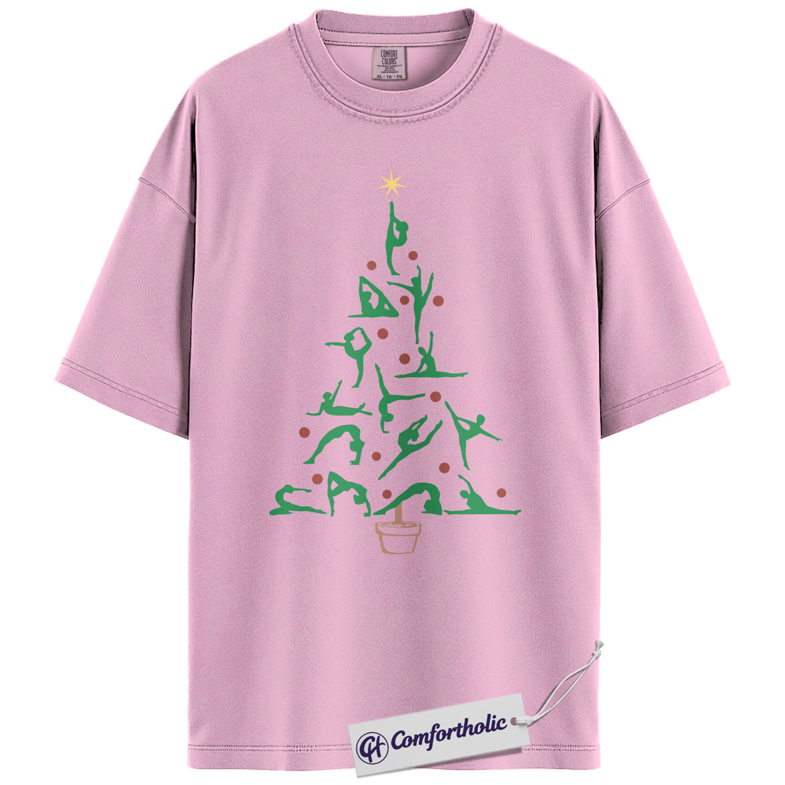 Yoga Christmas Tree Shirt, Holiday Yoga T-Shirt, Fitness Christmas Graphic Tee, Festive Gift for Yoga Lovers, Comfort Colors Shirt - Image 8