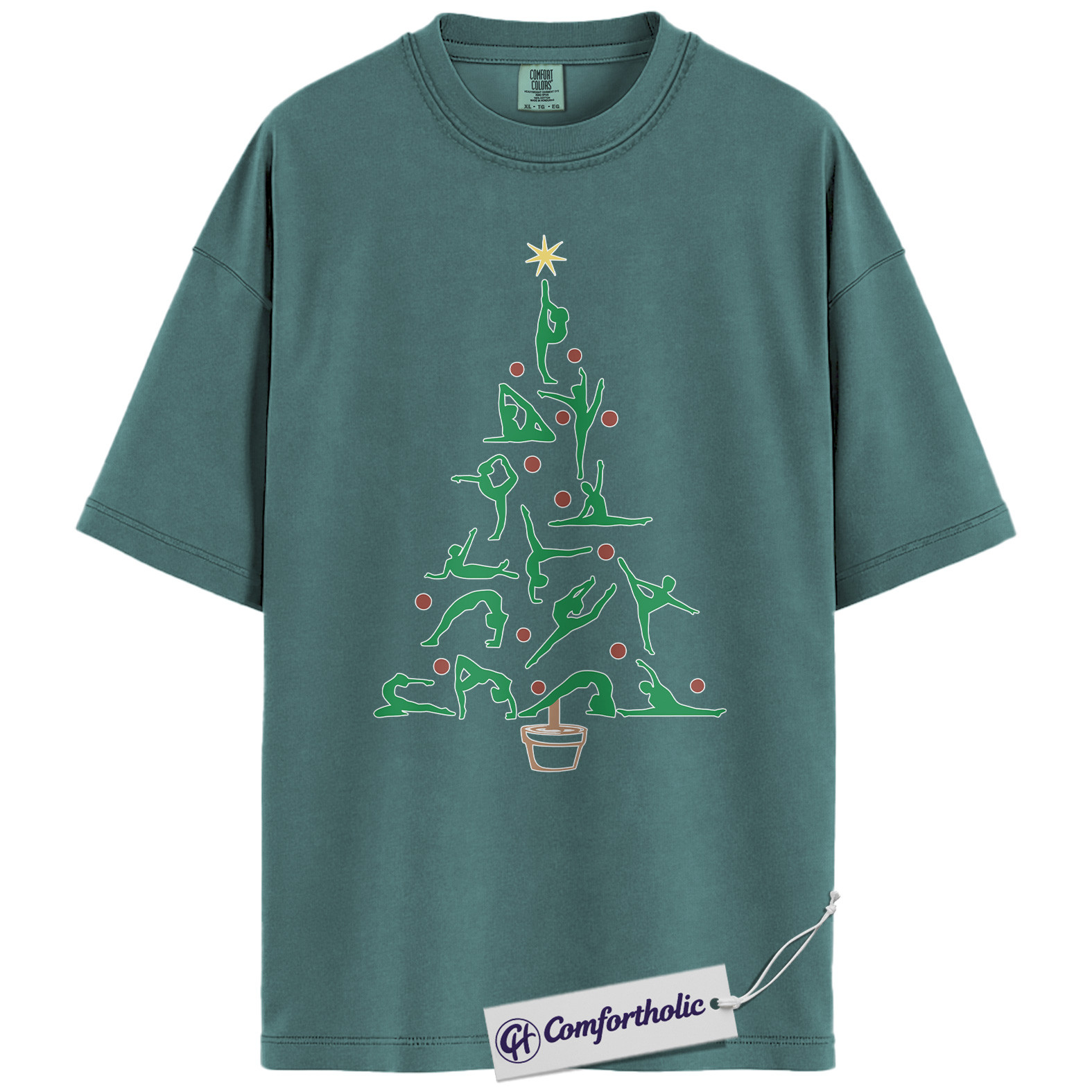 Yoga Christmas Tree Shirt, Holiday Yoga T-Shirt, Fitness Christmas Graphic Tee, Festive Gift for Yoga Lovers, Comfort Colors Shirt - Image 11