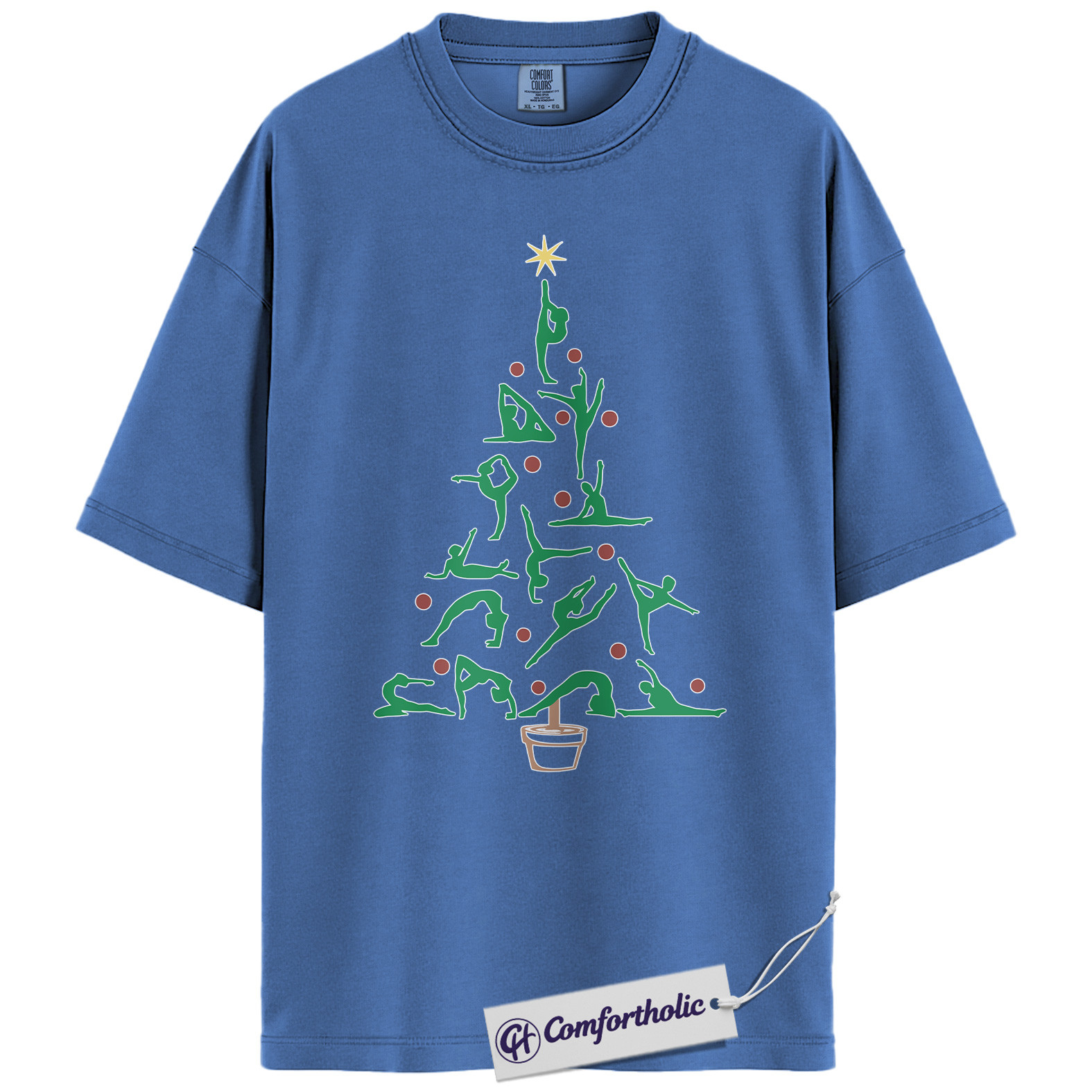 Yoga Christmas Tree Shirt, Holiday Yoga T-Shirt, Fitness Christmas Graphic Tee, Festive Gift for Yoga Lovers, Comfort Colors Shirt - Image 12