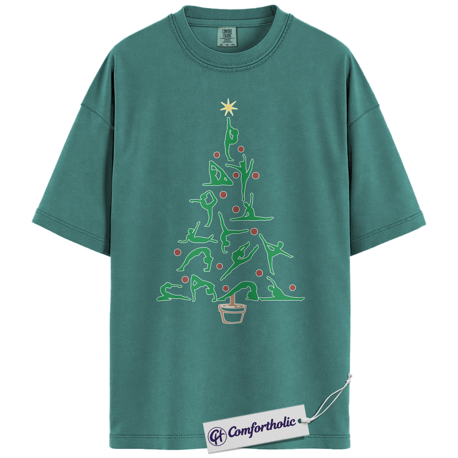 Yoga Christmas Tree Shirt, Holiday Yoga T-Shirt, Fitness Christmas Graphic Tee, Festive Gift for Yoga Lovers, Comfort Colors Shirt - Image 13