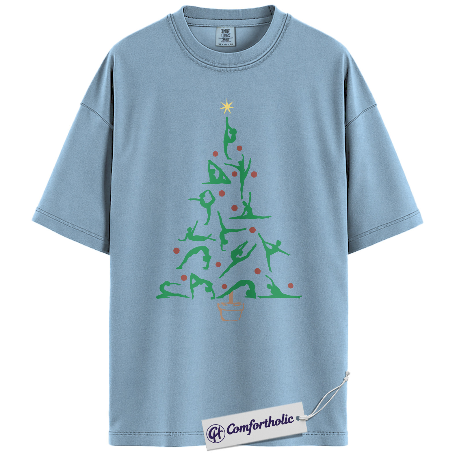 Yoga Christmas Tree Shirt, Holiday Yoga T-Shirt, Fitness Christmas Graphic Tee, Festive Gift for Yoga Lovers, Comfort Colors Shirt - Image 14