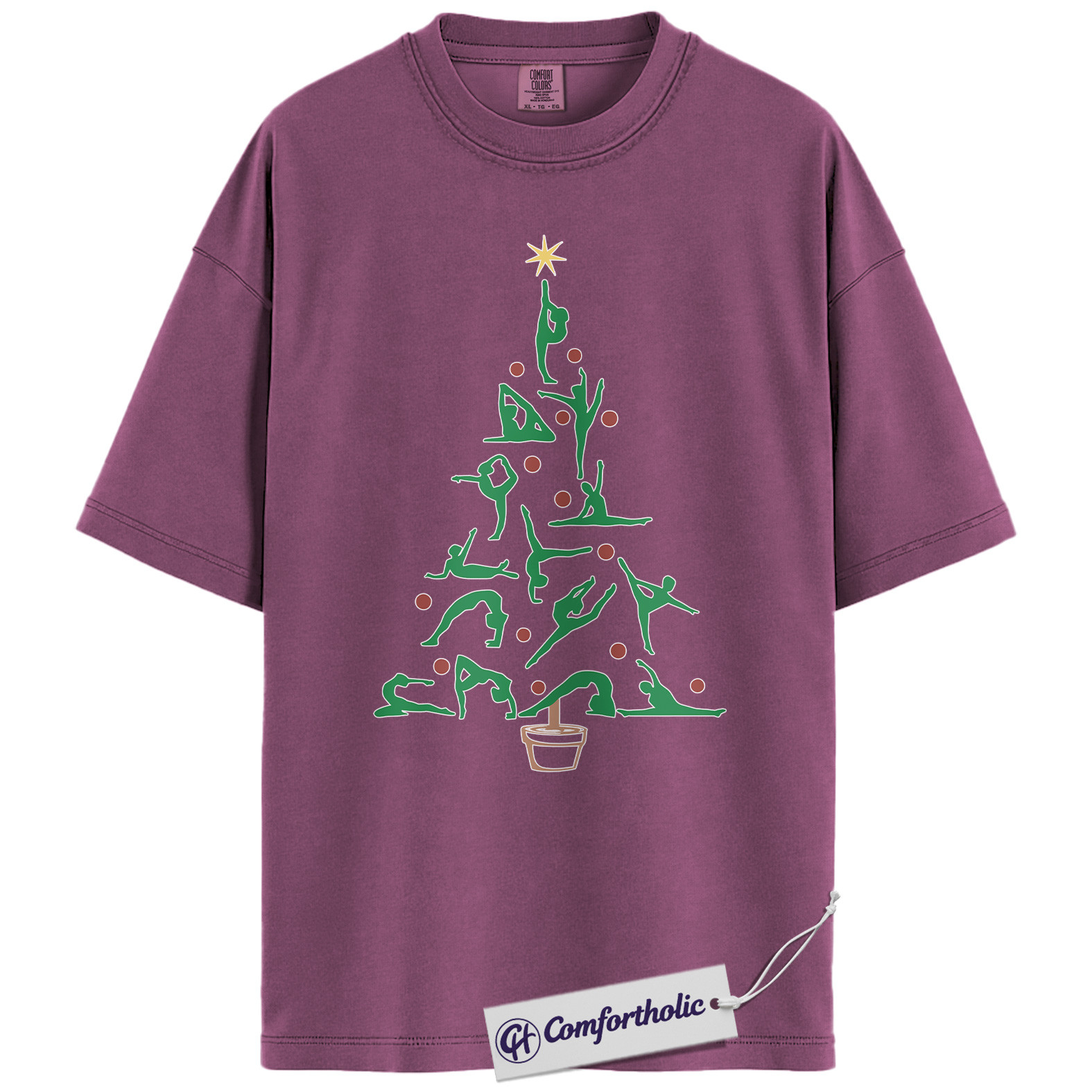 Yoga Christmas Tree Shirt, Holiday Yoga T-Shirt, Fitness Christmas Graphic Tee, Festive Gift for Yoga Lovers, Comfort Colors Shirt - Image 15