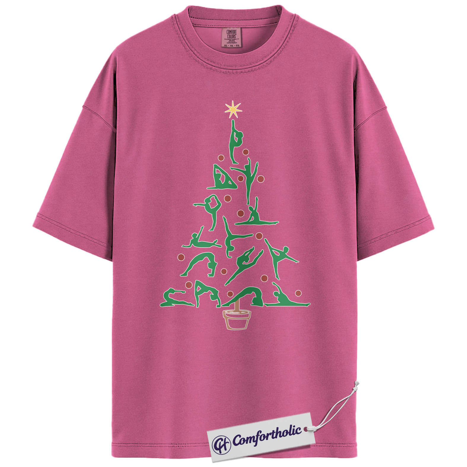 Yoga Christmas Tree Shirt, Holiday Yoga T-Shirt, Fitness Christmas Graphic Tee, Festive Gift for Yoga Lovers, Comfort Colors Shirt - Image 16