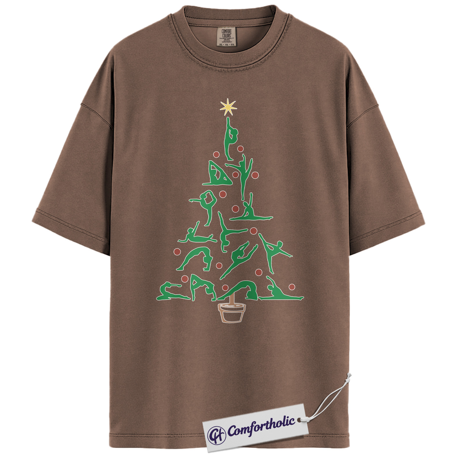Yoga Christmas Tree Shirt, Holiday Yoga T-Shirt, Fitness Christmas Graphic Tee, Festive Gift for Yoga Lovers, Comfort Colors Shirt - Image 19