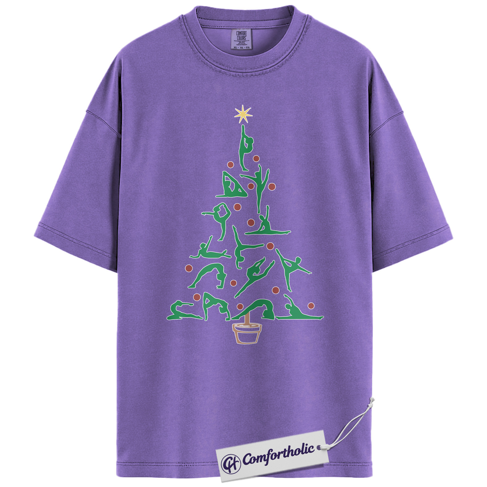 Yoga Christmas Tree Shirt, Holiday Yoga T-Shirt, Fitness Christmas Graphic Tee, Festive Gift for Yoga Lovers, Comfort Colors Shirt - Image 20