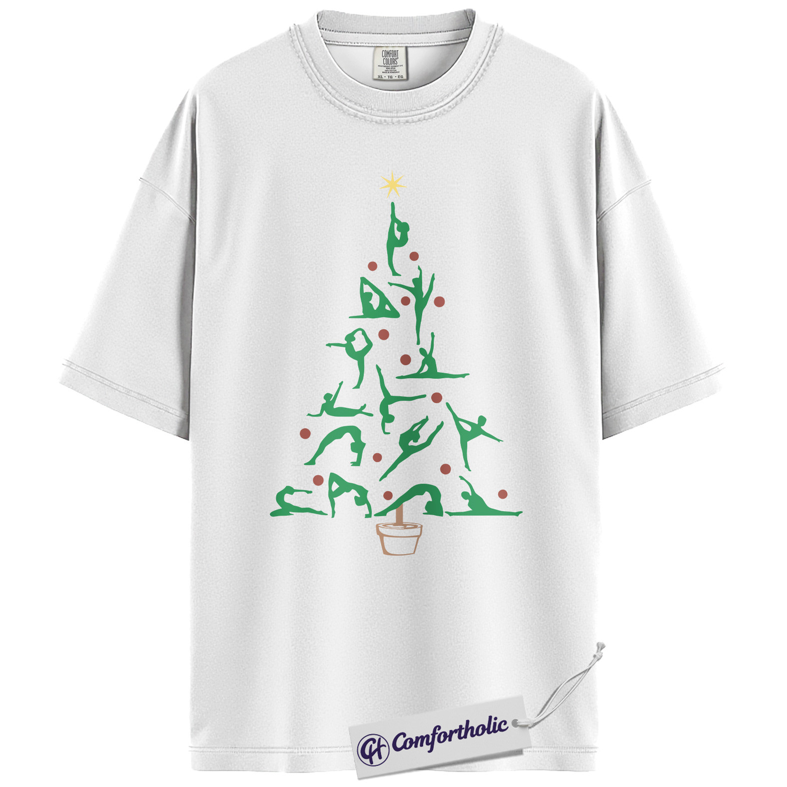 Yoga Christmas Tree Shirt, Holiday Yoga T-Shirt, Fitness Christmas Graphic Tee, Festive Gift for Yoga Lovers, Comfort Colors Shirt - Image 2