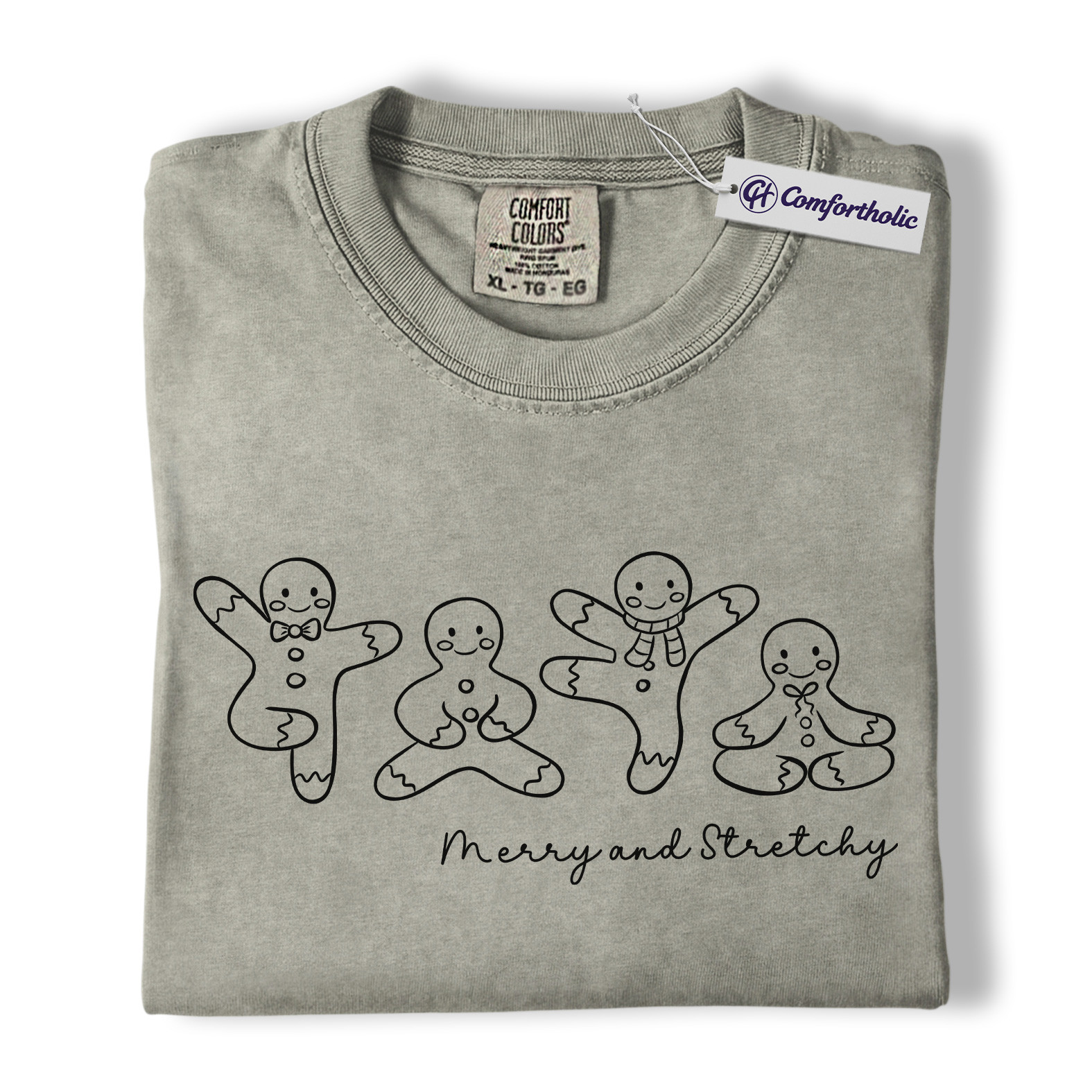 Merry and Stretchy Shirt, Gingerbread Christmas T-Shirt, Funny Yoga Graphic Tee, Festive Holiday Top for Christmas Lovers, Christmas Comfort Colors Shirt - Image 7