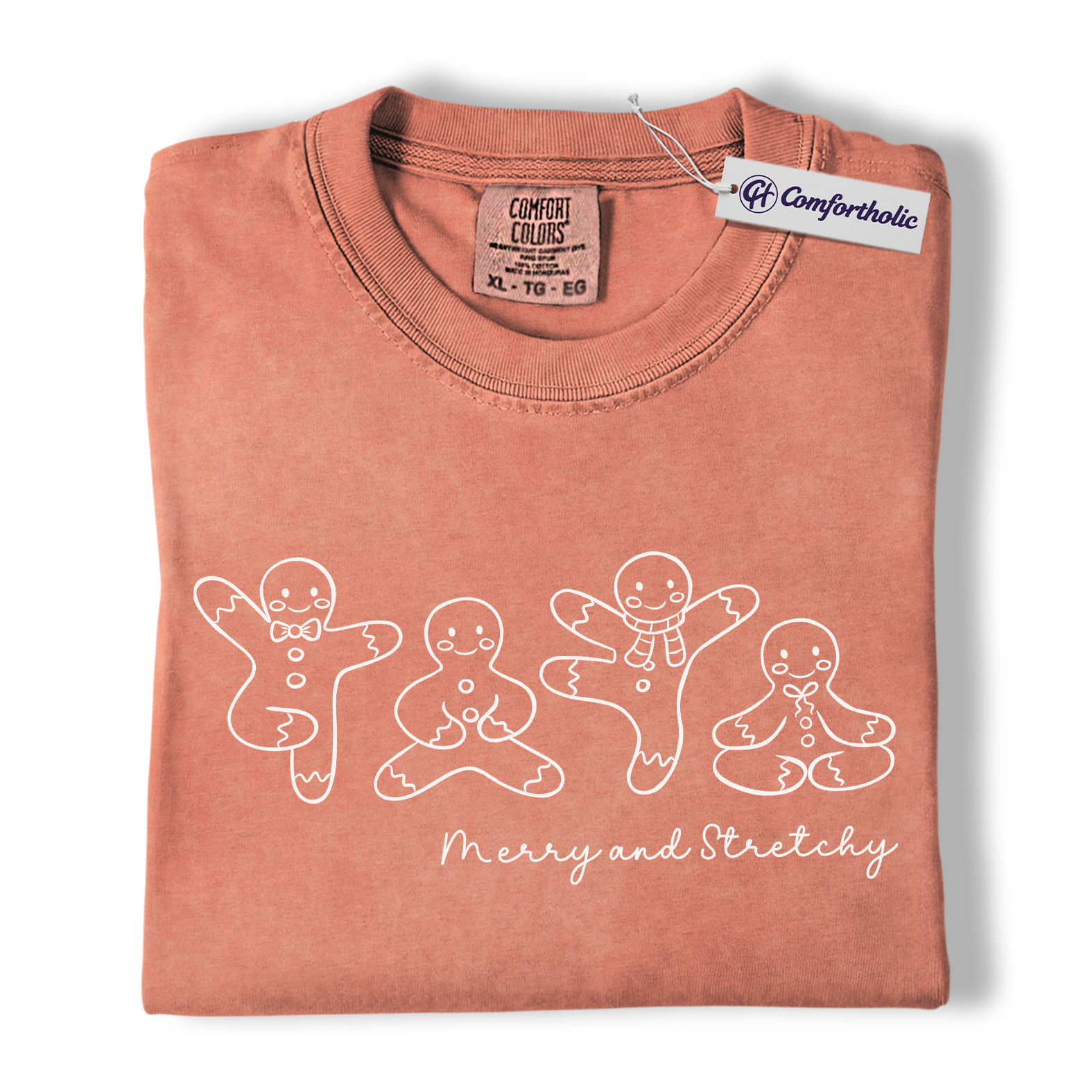 Merry and Stretchy Shirt, Gingerbread Christmas T-Shirt, Funny Yoga Graphic Tee, Festive Holiday Top for Christmas Lovers, Christmas Comfort Colors Shirt - Image 8