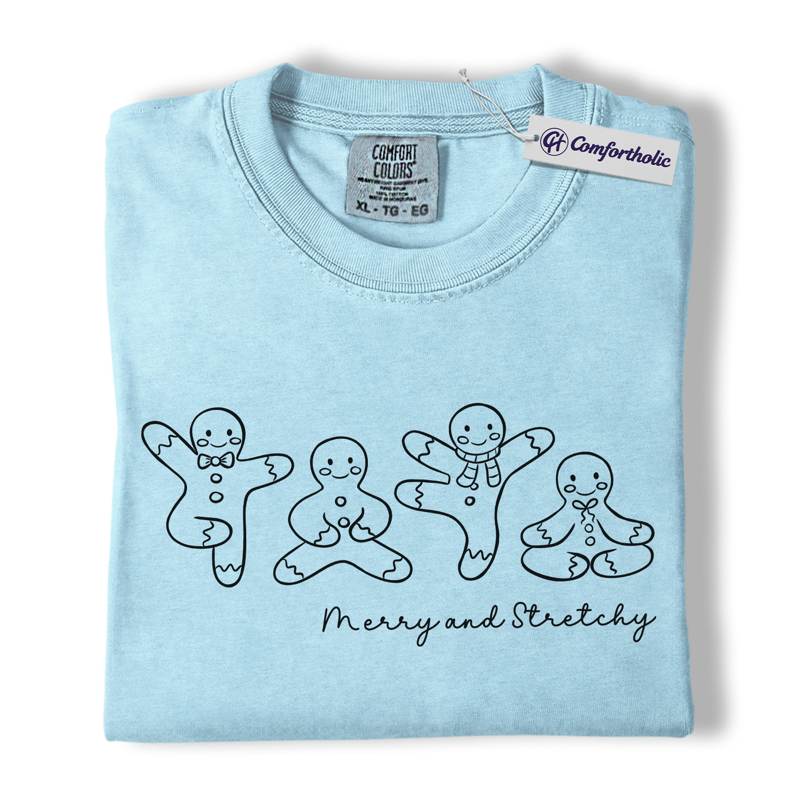 Merry and Stretchy Shirt, Gingerbread Christmas T-Shirt, Funny Yoga Graphic Tee, Festive Holiday Top for Christmas Lovers, Christmas Comfort Colors Shirt - Image 15