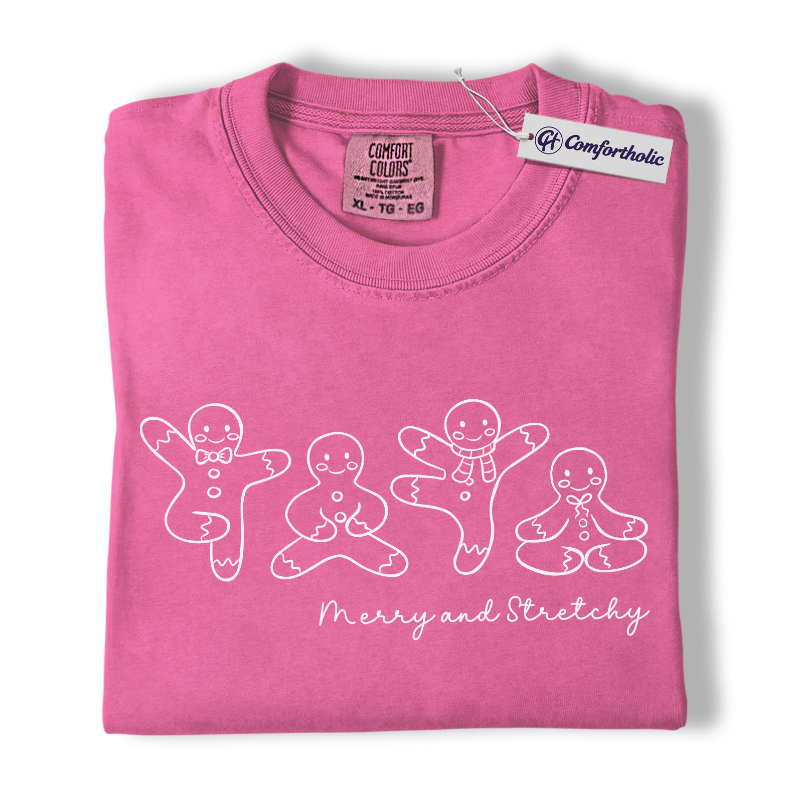 Merry and Stretchy Shirt, Gingerbread Christmas T-Shirt, Funny Yoga Graphic Tee, Festive Holiday Top for Christmas Lovers, Christmas Comfort Colors Shirt - Image 17