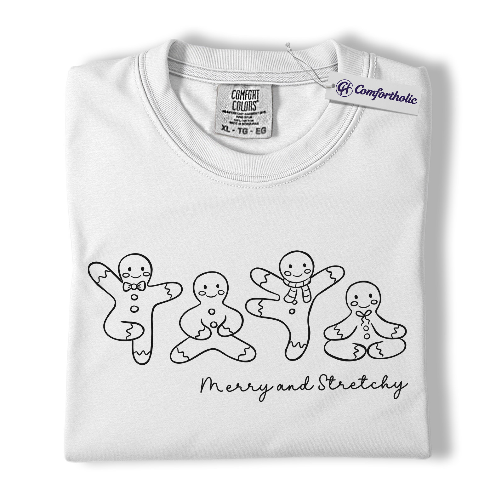 Merry and Stretchy Shirt, Gingerbread Christmas T-Shirt, Funny Yoga Graphic Tee, Festive Holiday Top for Christmas Lovers, Christmas Comfort Colors Shirt - Image 2