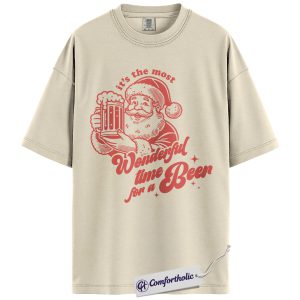 Santa Beer Christmas Shirt, Funny Drinking Holiday T-Shirt, Retro Santa Graphic Tee, Beer Lover Gift for Men, Christmas Comfort Colors Shirt