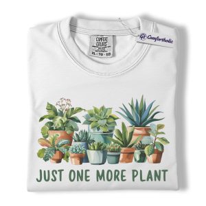 Alternative view of Just One More Plant Shirt, Plant Lover T-Shirt, Succulent Graphic Tee, Gardening Aesthetic Gift for Green Thumb Women, Comfort Colors Shirt