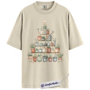 Gardener Christmas Shirt, Plant Lover Holiday T-Shirt, Gardening Tools Christmas Tree Graphic Tee, Festive Gift for Plant Moms & Gardeners, Christmas Comfort Colors Shirt