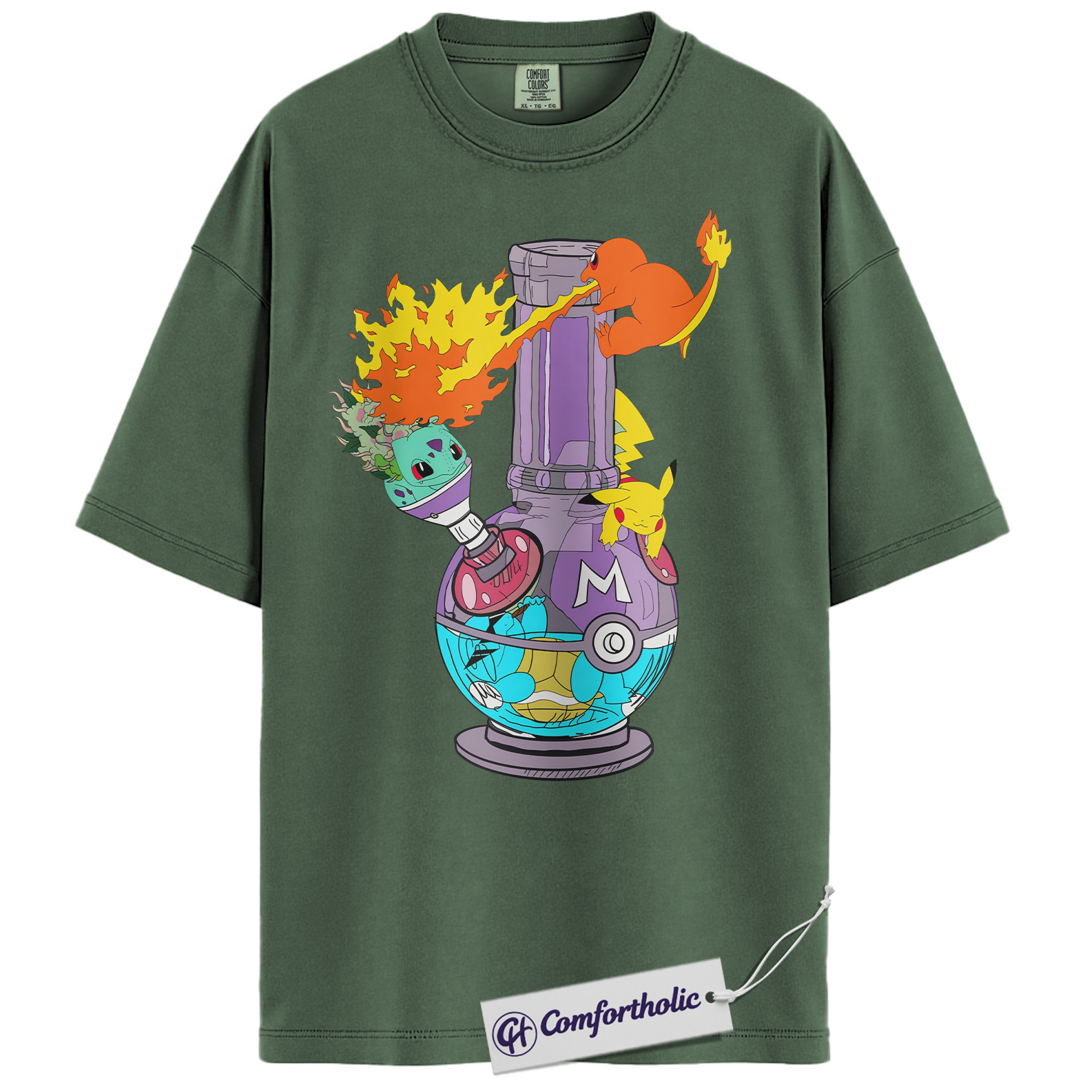 Charmander Shirt, Bulbasaur Shirt, Pikachu Shirt, Pokemon Shirt, PKM T-Shirt, Anime Graphic Tee, Comfort Colors Shirt - Image 5