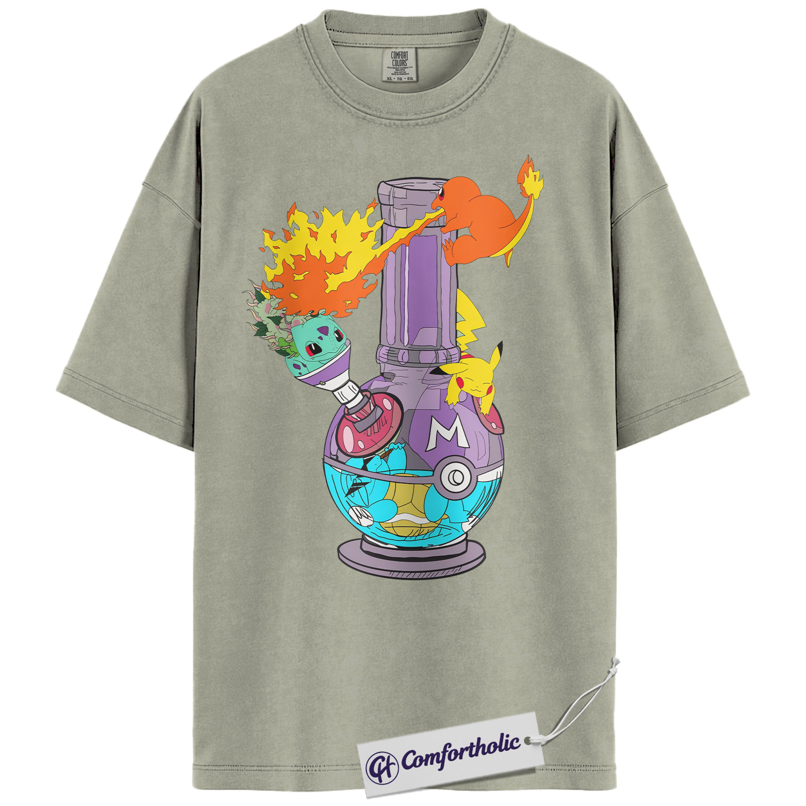 Charmander Shirt, Bulbasaur Shirt, Pikachu Shirt, Pokemon Shirt, PKM T-Shirt, Anime Graphic Tee, Comfort Colors Shirt - Image 6
