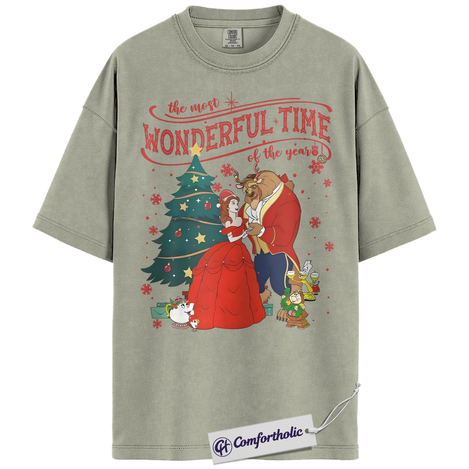 Beauty and the Beast Shirt, Christmas T-Shirt, Animated Graphic Tee, Christmas Comfort Colors Shirt - Image 4