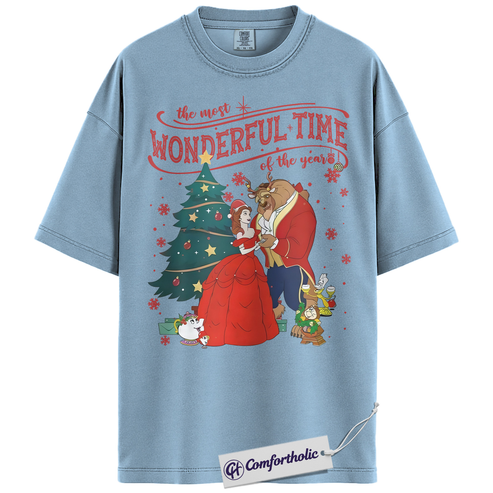 Beauty and the Beast Shirt, Christmas T-Shirt, Animated Graphic Tee, Christmas Comfort Colors Shirt - Image 6