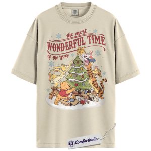 Winnie-the-Pooh Shirt, Christmas T-Shirt, Animated Graphic Tee, Christmas Comfort Colors Shirt