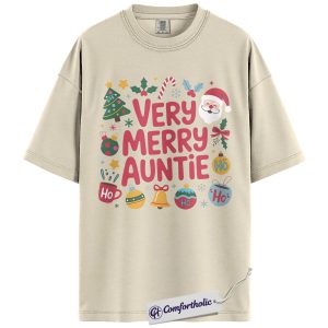 Very Merry Auntie Shirt, Cute Family Christmas T-Shirt, Festive Holiday Graphic Tee, Fun Christmas Gift for Aunts, Christmas Comfort Colors Shirt