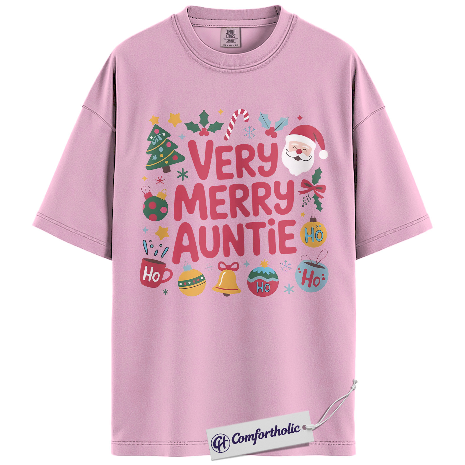 Very Merry Auntie Shirt, Cute Family Christmas T-Shirt, Festive Holiday Graphic Tee, Fun Christmas Gift for Aunts, Christmas Comfort Colors Shirt - Image 8