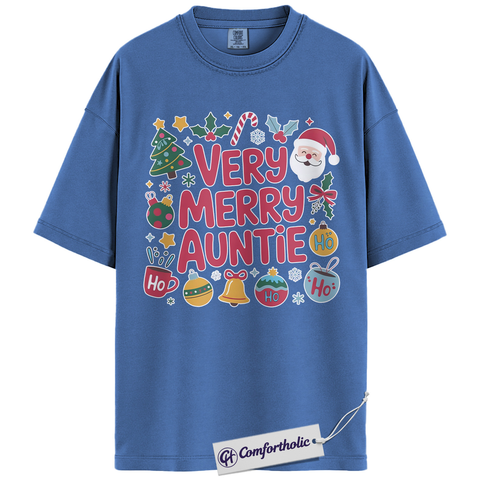 Very Merry Auntie Shirt, Cute Family Christmas T-Shirt, Festive Holiday Graphic Tee, Fun Christmas Gift for Aunts, Christmas Comfort Colors Shirt - Image 12