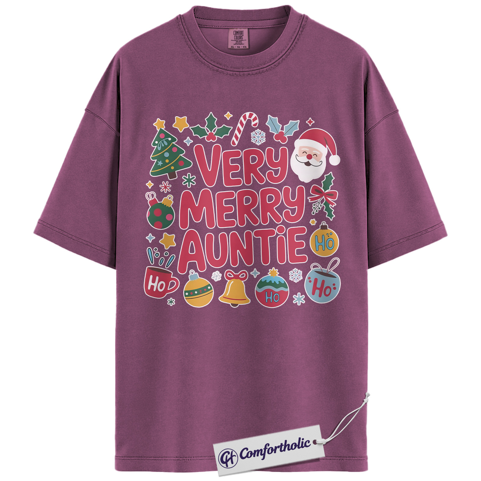 Very Merry Auntie Shirt, Cute Family Christmas T-Shirt, Festive Holiday Graphic Tee, Fun Christmas Gift for Aunts, Christmas Comfort Colors Shirt - Image 15