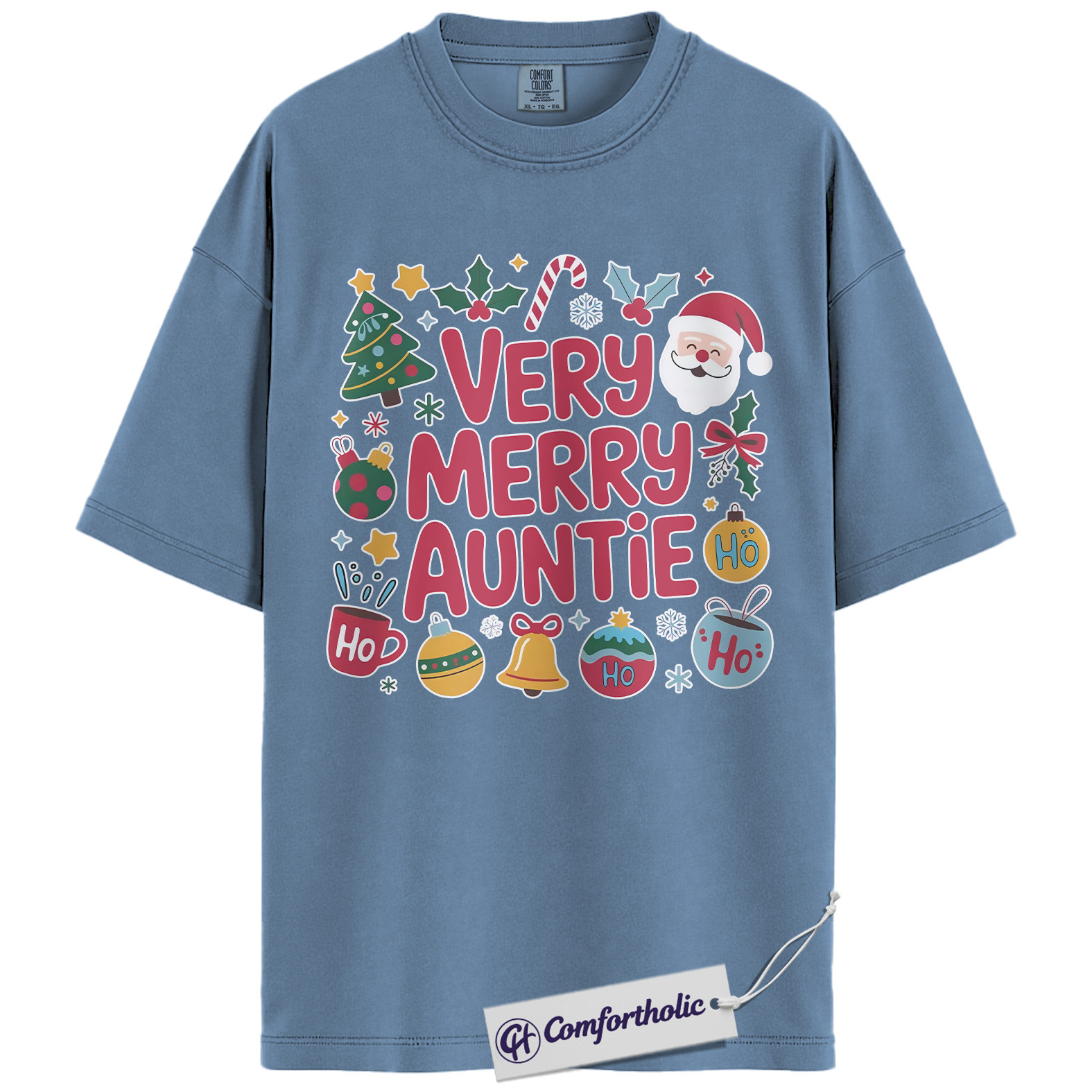 Very Merry Auntie Shirt, Cute Family Christmas T-Shirt, Festive Holiday Graphic Tee, Fun Christmas Gift for Aunts, Christmas Comfort Colors Shirt - Image 17