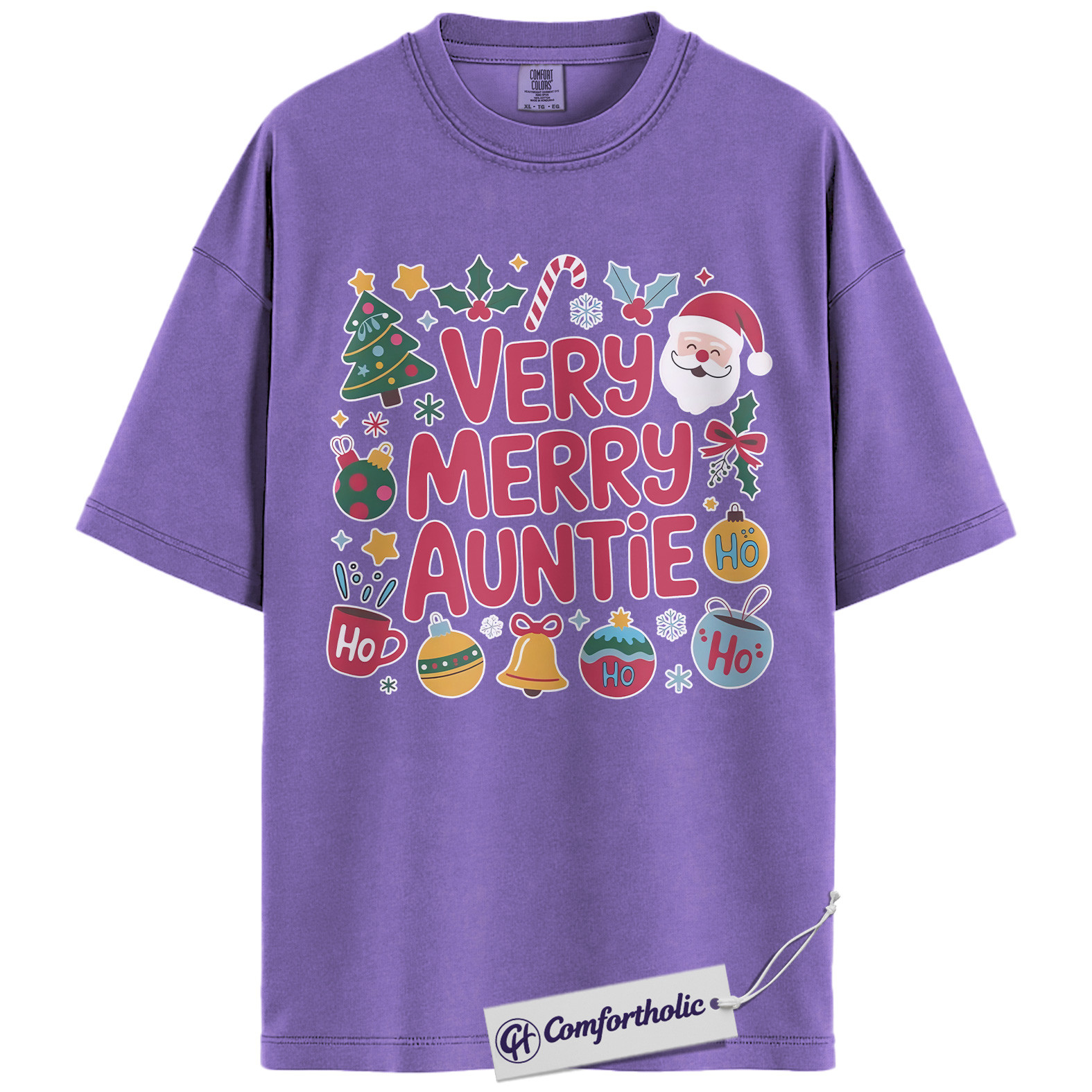Very Merry Auntie Shirt, Cute Family Christmas T-Shirt, Festive Holiday Graphic Tee, Fun Christmas Gift for Aunts, Christmas Comfort Colors Shirt - Image 20