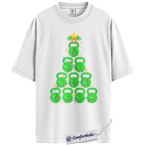 Alternative view of Kettlebell Christmas Shirt, Funny Gym Workout Holiday T-Shirt, Cute Fitness Tree Graphic Tee, Gift for Weightlifters and Crossfit Lovers, Christmas Comfort Colors Shirt