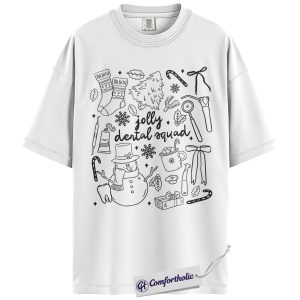 Alternative view of Jolly Dental Squad Shirt, Funny Dentist Christmas T-Shirt, Cute Dental Hygienist Holiday Graphic Tee, Gift for Dental Assistants and Medical Staff, Christmas Comfort Colors Shirt