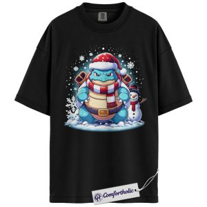Alternative view of Blastoise Shirt, Pokemon Shirt, PKM Shirt, Christmas Shirt, Anime Graphic Tee, Christmas Comfort Colors Shirt