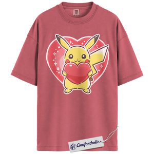 Pikachu Shirt, Pokemon Shirt, PKM Shirt, Valentine Shirt, Anime Graphic Tee, Valentine Comfort Colors Shirt