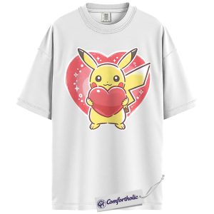 Alternative view of Pikachu Shirt, Pokemon Shirt, PKM Shirt, Valentine Shirt, Anime Graphic Tee, Valentine Comfort Colors Shirt