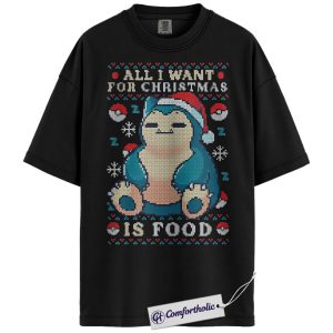 Snorlax Shirt, Pokemon Shirt, PKM Shirt, Christmas Shirt, Anime Graphic Tee, Christmas Comfort Colors Shirt