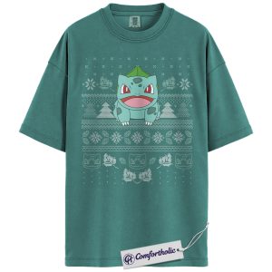 Bulbasaur Shirt, Pokemon Shirt, PKM Shirt, Christmas Shirt, Anime Graphic Tee, Christmas Comfort Colors Shirt